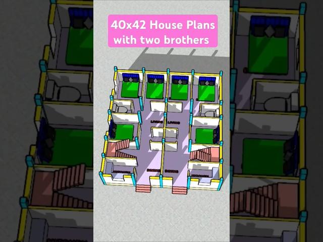 40x42 House Plans with two brothers #home #ghar #homedesign #architecture #shortvideo #viralvideo