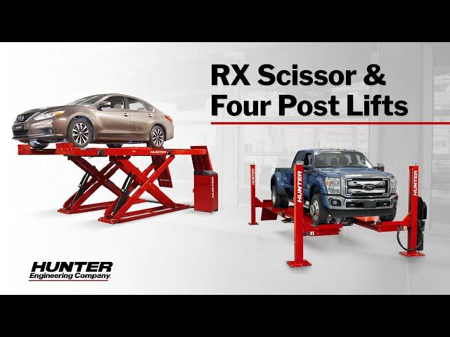 Hunter's Family of RX Scissor & Four Post Lift Racks