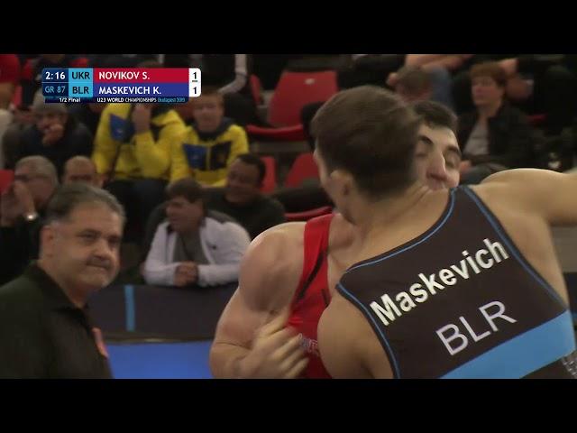 1/2 GR - 87 kg: S. NOVIKOV (UKR) v. K. MASKEVICH (BLR)