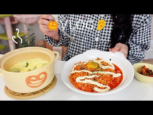 SUB) 입맛 되살리는 여름 집밥 출근 전 망고케이크 만들고 도시락 싸는 루틴 | 메밀 김밥, 단호박 크림치즈머핀, 지락실불닭, 푸딩계란찜, 얼갈이배추 비빔밥, 순댓국