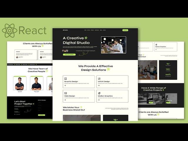  REACT JS TUTORIAL :  RESPONSIVE WEBSITE DESIGN PROJECT 2024