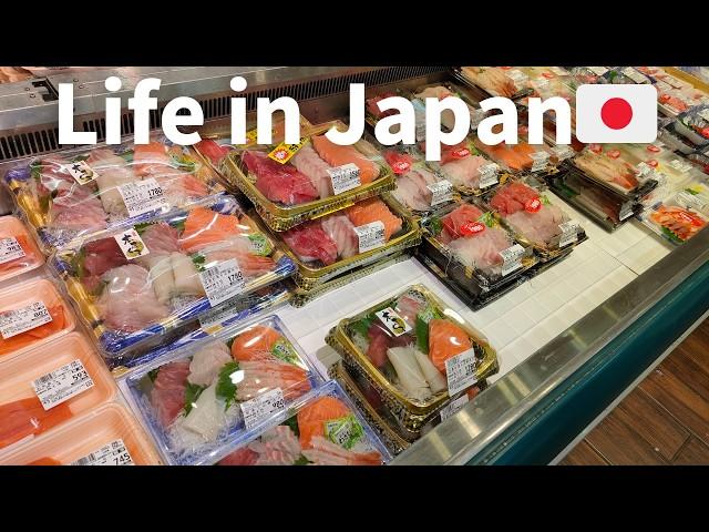 [Vlog] Daily life in Japan , Grocery shopping at the supermarket, Eating sashimi.