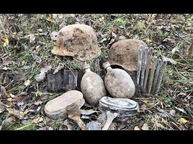 Digging of World War WW2. Found caches equipment killed Wehrmacht soldiers. Rare finds. Film 68