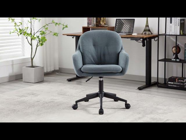 Wahson Modern Home Office Chair Chenille Comfortable Swivel Desk Chair Height Adjustable, Blue