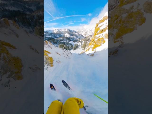 a fun, NARROW shot in the GAD CHUTES! #skiing #skitok #snowbird