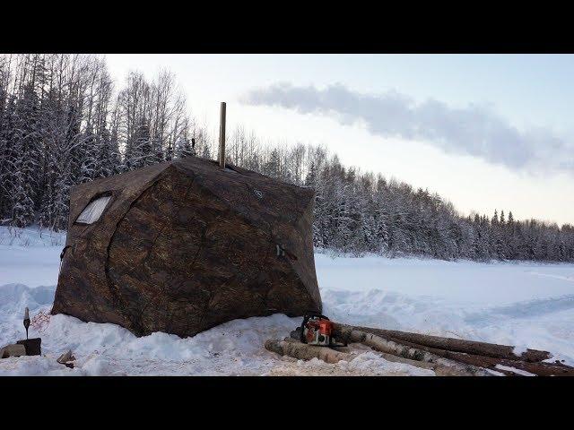 ОСТАВИЛИ ЖЕРЛИЦЫ НА НОЧЬ НА ТАЕЖНОЙ РЕКЕ / НОЧЬ НА ЛЬДУ В ПАЛАТКЕ / ЛОВИМ ЗУБАСТЫХ / Часть 2