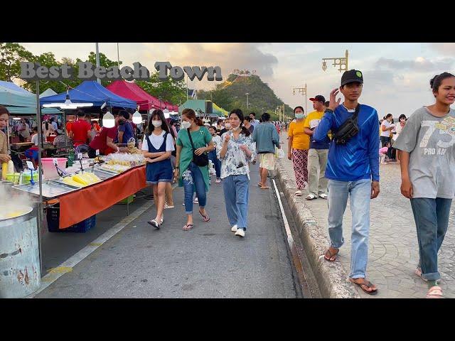 THAI STREET FOOD PARADISE in TOP SMALL BEACH TOWN / Prachuap Khiri Khan Beach Night Market