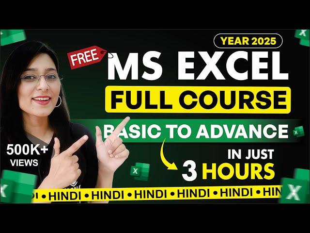 MS Excel Full Course in Hindi | Basic to Advanced | Learn Excel in Just 3 Hours