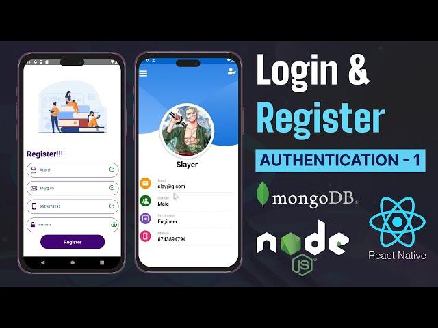 #10 Login Register Authentication in React Native with Node JS, Express JS and Mongo DB ||#mernstack