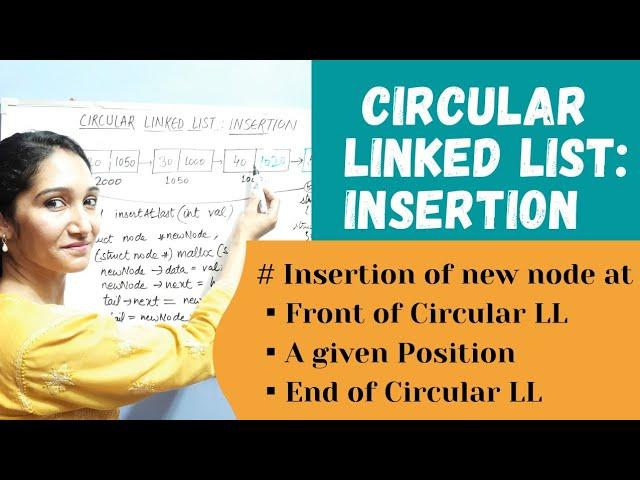 Circular Linked List | Insertion At Beginning, At Given Position & At The End | Data Structure #26