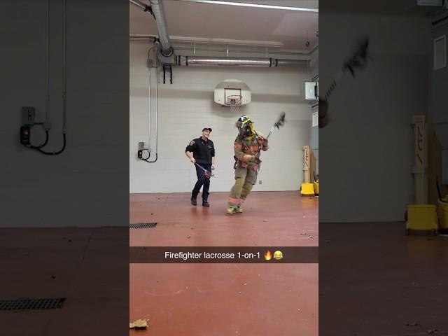 Lacrosse 1 vs. 1 in FULL Firefighter Uniform  #shorts