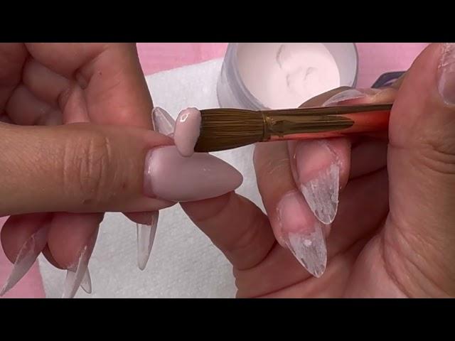 Full set of medium almost shape acrylic nails | Watch me do my nails | Natali Carmona