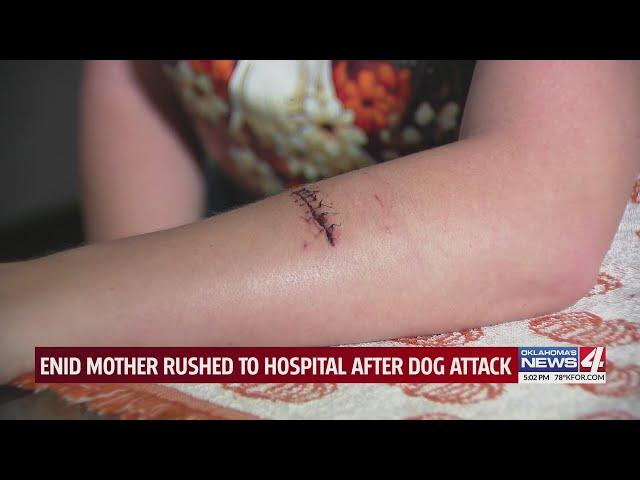 Enid mother rushed to hospital after dog attack