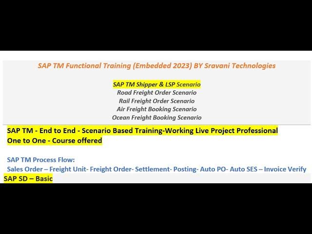 SAP TM Functional Course Content