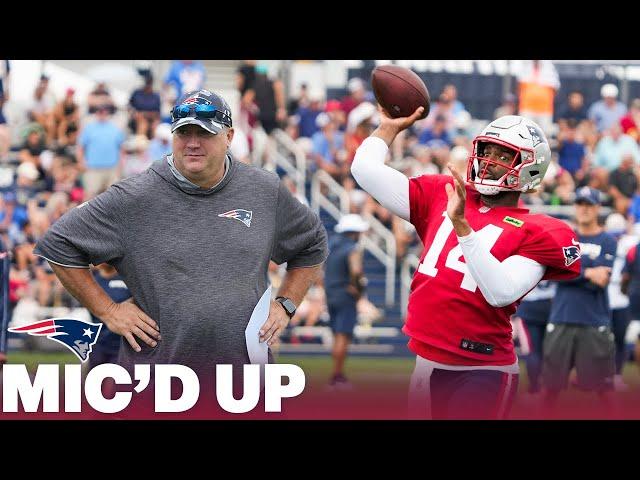 MIC’D UP: Jacoby Brissett & Offensive Coordinator Alex Van Pelt at 2024 Patriots Training Camp