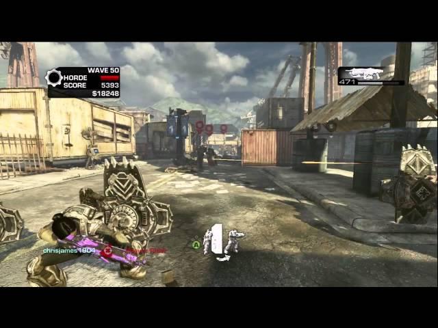 Gears of War 3 Gameplay: Horde Wave 49-50 on Insane (DryDock)