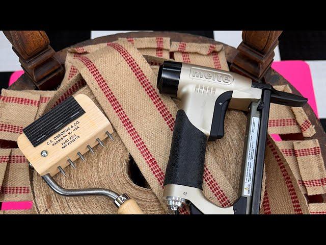 Reupholstering a Shield Back Chair Seat using Jute Webbing