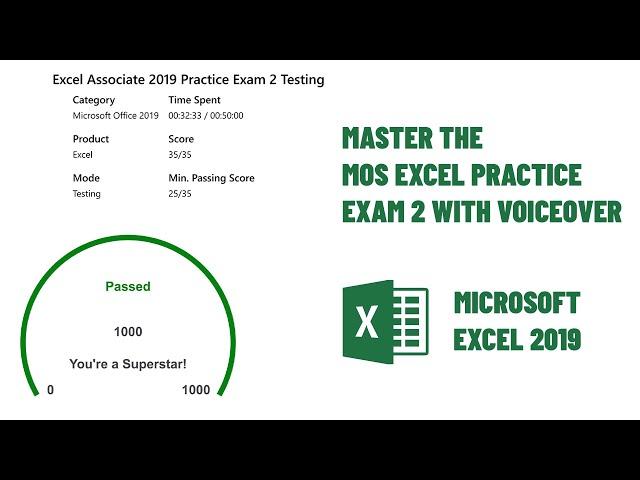 Master the MOS Excel Practice Exam 2 with Voiceover || GMetrix Practice 2023 || Excel 365-2019