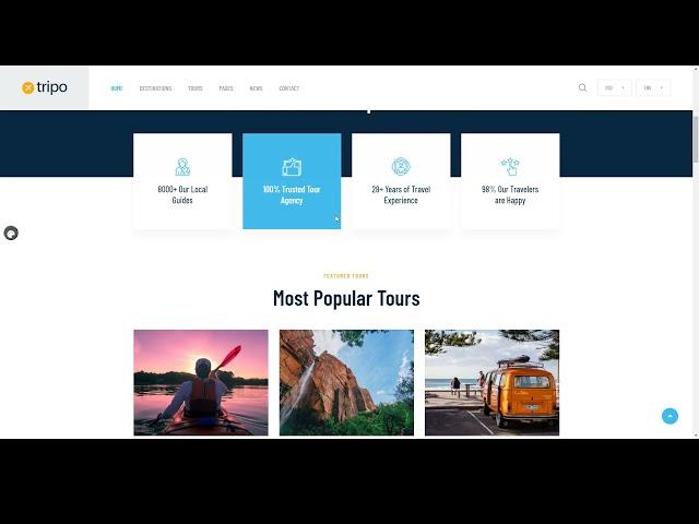 Tripo - Travel and Tourism Agencies WordPress Theme travel agency trip Easy Create Website