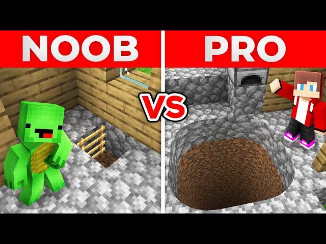 JJ And Mikey NOOB vs PRO SECRET PIT under VILLAGE HOUSE in Minecraft Maizen