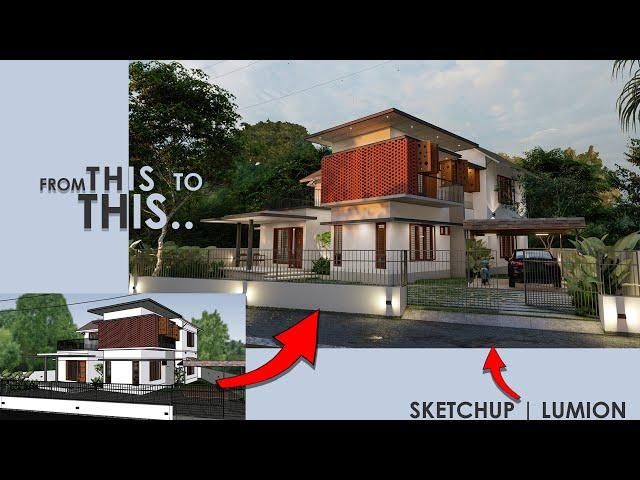 Realistic Exterior Render | Lumion | Modern Residence | Kerala Homes | Evening Render