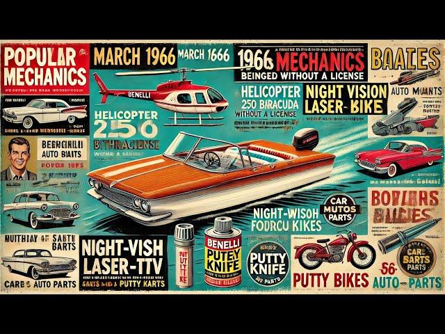 Popular Mechanics March 1966: Boating Special & Retro Tech Ads