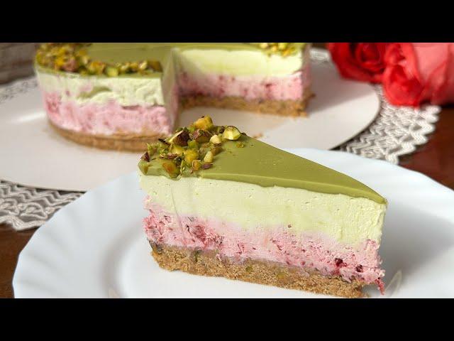 ️ | No Bake Cheesecake Raspberries - Pistachios