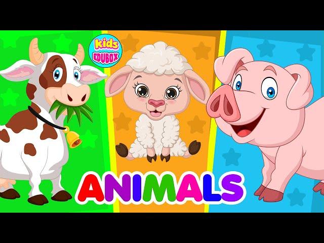 Farm Animals Learning For Kindergarten | Animals Name | Kindergarten Learning Videos | Kids Edubox