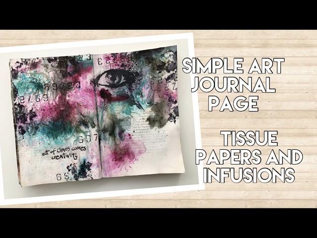 Simple art journal page with tissue paper and infusions