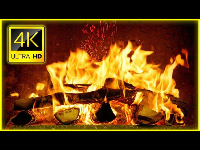 Cozy Crackling Fireplace Ambience  Relaxing Fireplace Burning 4K & Fire Crackling Sounds 10 Hours