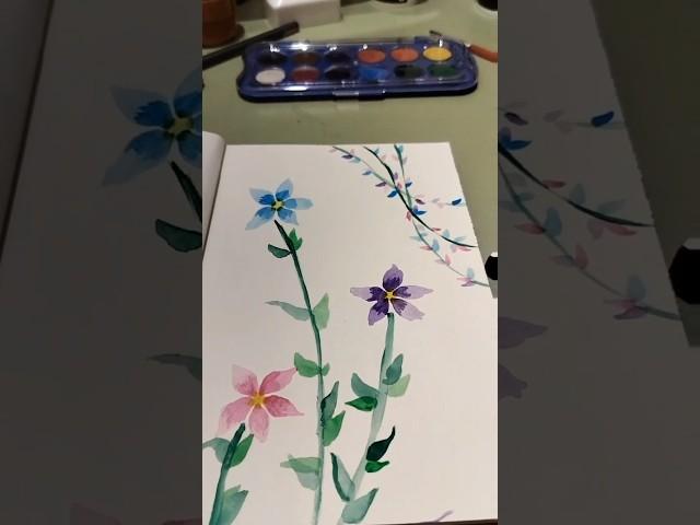 Easy flowers painting with watercolors #flowersart #watercolor #prettyflower #flowerpainting #art