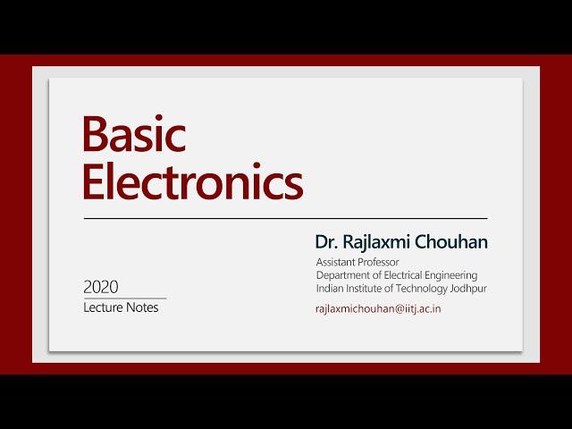 Basic Electronics - Lecture 18 Application and Demo of Filters -  Dr. Rajlaxmi Chouhan