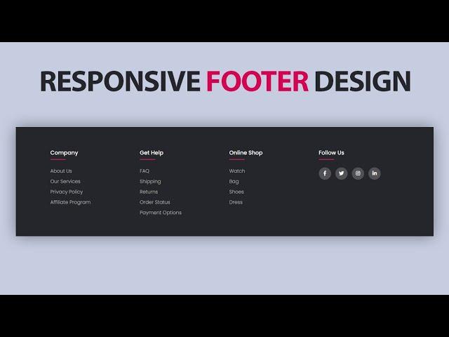 Responsive Footer Design using Html & Css