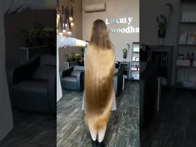 Rapunzel cut her long blond hair (Self hair cut)