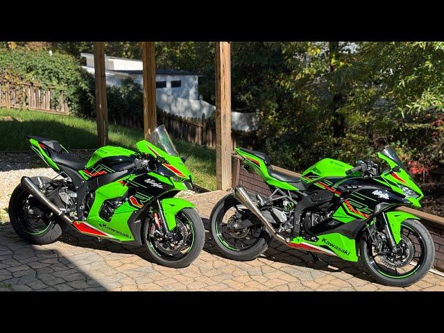 Ninja ZX10R and Ninja ZX4RR Sound Comparison (1000cc vs 400cc kawi battle)