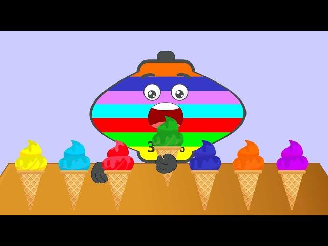 Asmr Rainbow Ice Cream Mukbang | Asmr Mukbang Animation | Battery Cartoon Mukbang