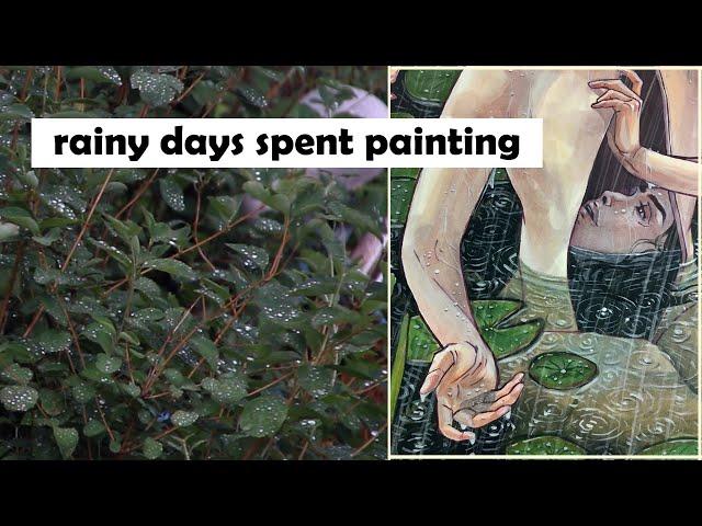 Painting While It Rains And Thunders - ARTIST VLOG