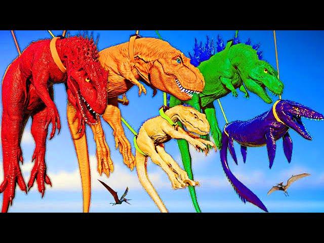 Dinosaurs revolt battle with Godzilla 2014 + Indominus Rex + Giganotosaurus VS Team Megalodon Rex