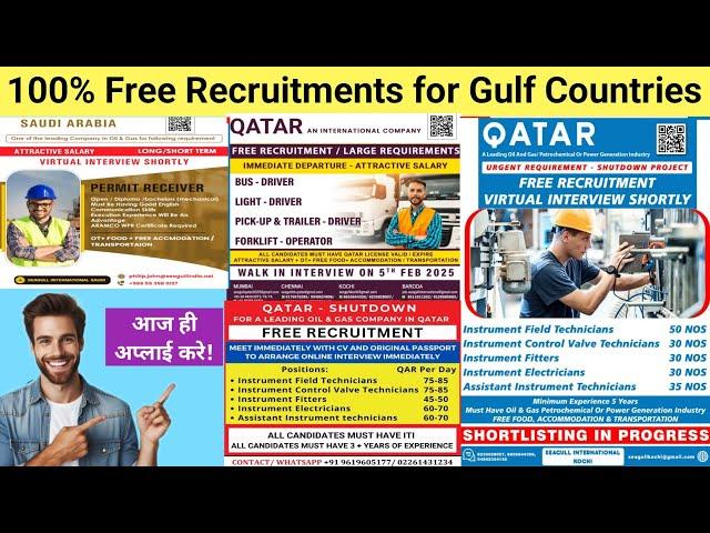 FREE Gulf Jobs! Hurry up!!! NO service charges, latest gulf jobs today, free dubai jobs