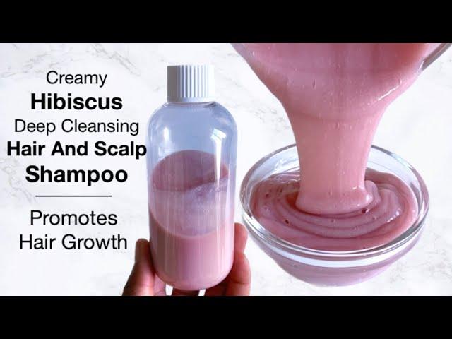 Creamy Hibiscus Hair And Scalp Deep Cleansing Shampoo / Stops Hair Breakage And Promotes Hair Growth