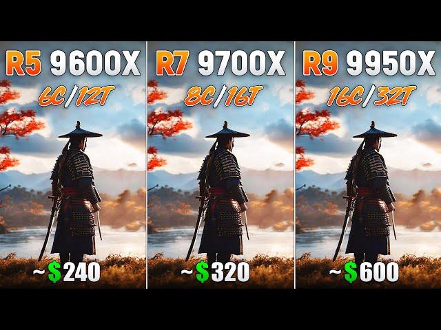 Ryzen 5 9600X vs Ryzen 7 9700X vs Ryzen 9 9950X - Test in 8 Games