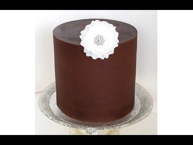 Frosting a Cake with Ganache - With Straight Sides & Sharp Edges - Frosting a Double Barrel Cake