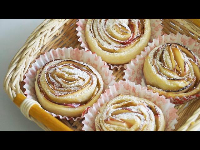 Розочки из слоеного теста и яблок Невероятно вкусно