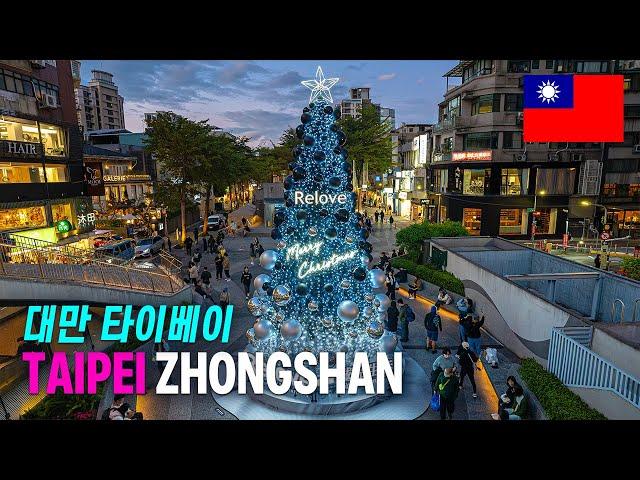 Christmas Night Walk Exploring Unique Zhongshan District Taipei | TAIWAN ASIA TOUR 4K HDR