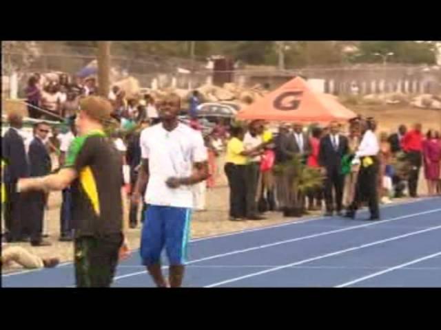 Prince Harry races with Usain Bolt on Jamaica visit (ITV coverage)