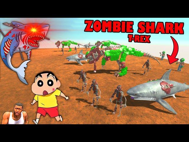 SHINCHAN Fights ZOMBIE SHARK and T-REX ZOMBIE - Part 3 - in Animal Revolt Battle Zombie Apocalypse