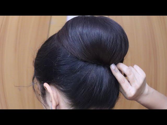 Simple hairstyle for long hair for wedding l latest bun hairstyles for indian wedding l #hairstyle