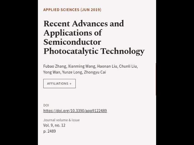 Recent Advances and Applications of Semiconductor Photocatalytic Technology | RTCL.TV