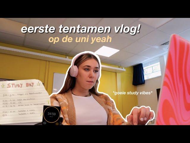 EERSTE TENTAMEN OP DE UNI VLOG!! *leren voor toets dusss productieve study vibes!!*