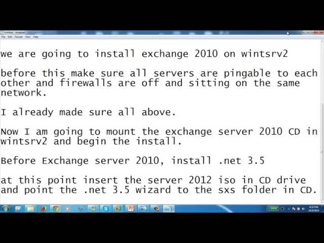 Exchange Server 2010 Installation Part 1 - with Windows Server 2012